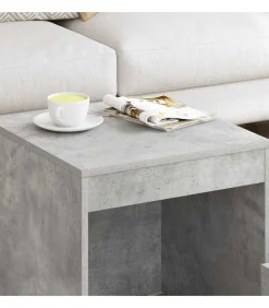 Outlet 3-delige Tafeltjesset bewerkt hout betongrijs Tafels