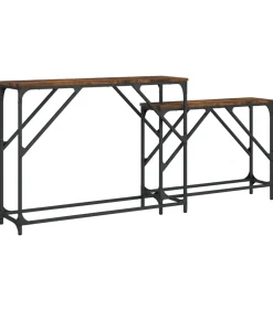 Best 2-delige Tafeltjesset bewerkt hout gerookt eikenkleurig Tafels