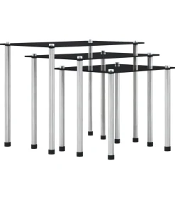 3-delige Tafeltjesset gehard glas zwart Tafels