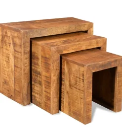 Discount 3-delige Tafeltjesset massief mangohout Tafels