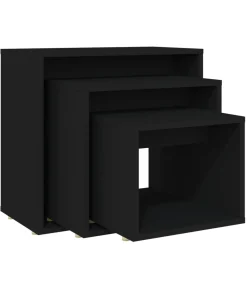Discount 3-delige Tafeltjesset spaanplaat zwart Tafels