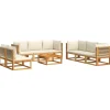 Clearance 9-delige tuinbankset met kussens acaciahout & touw Tuinmeubelen