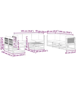Clearance 9-delige tuinbankset met kussens acaciahout & touw Tuinmeubelen