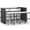 Outlet 9-delige Tuinbarset met kussens poly rattan zwart Tuinmeubelen