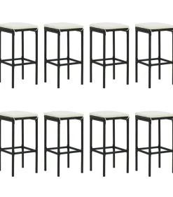 Outlet 9-delige Tuinbarset met kussens poly rattan zwart Tuinmeubelen