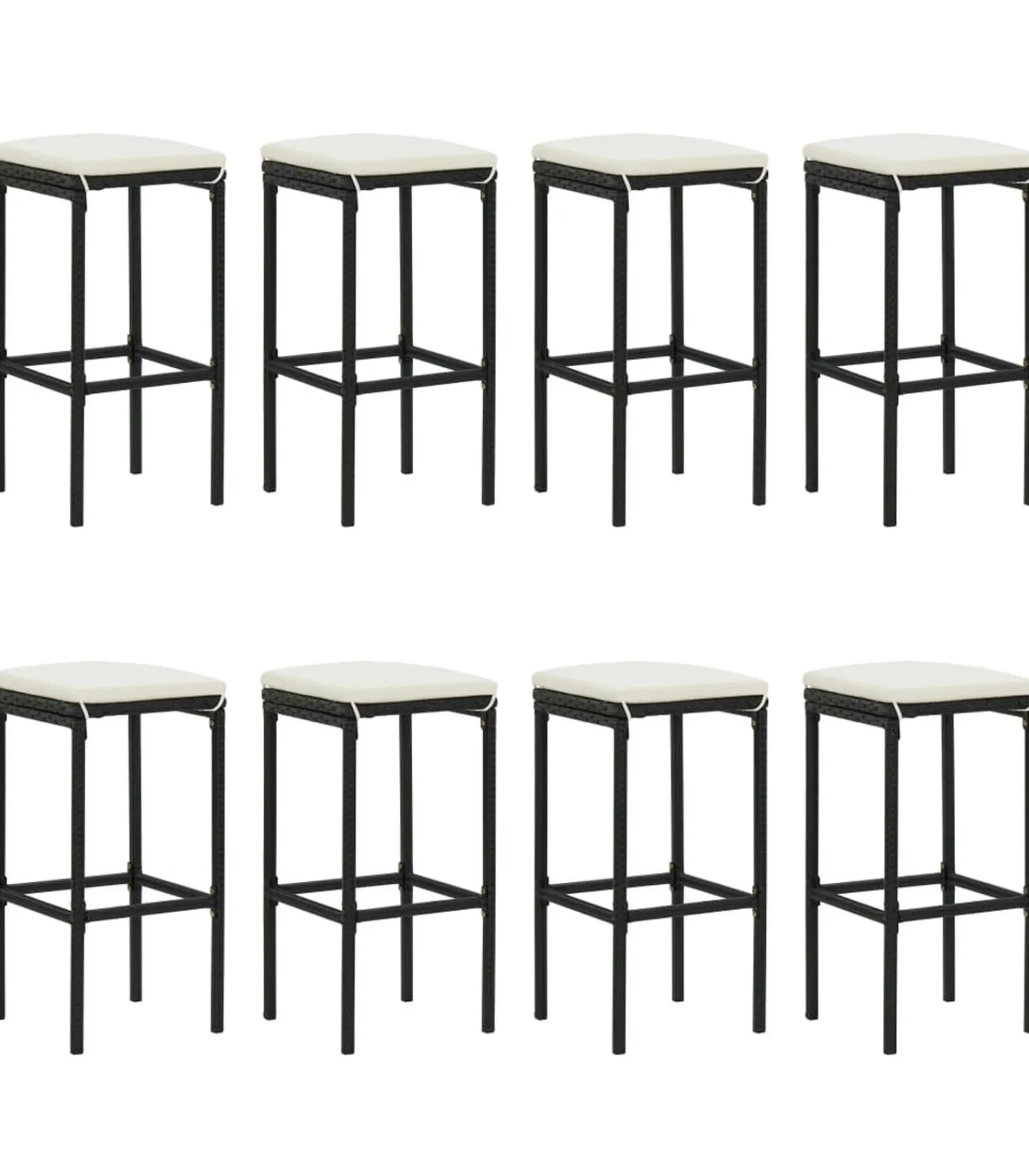 Outlet 9-delige Tuinbarset met kussens poly rattan zwart Tuinmeubelen