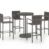 Discount 5-delige Tuinbarset poly rattan grijs Tuinmeubelen