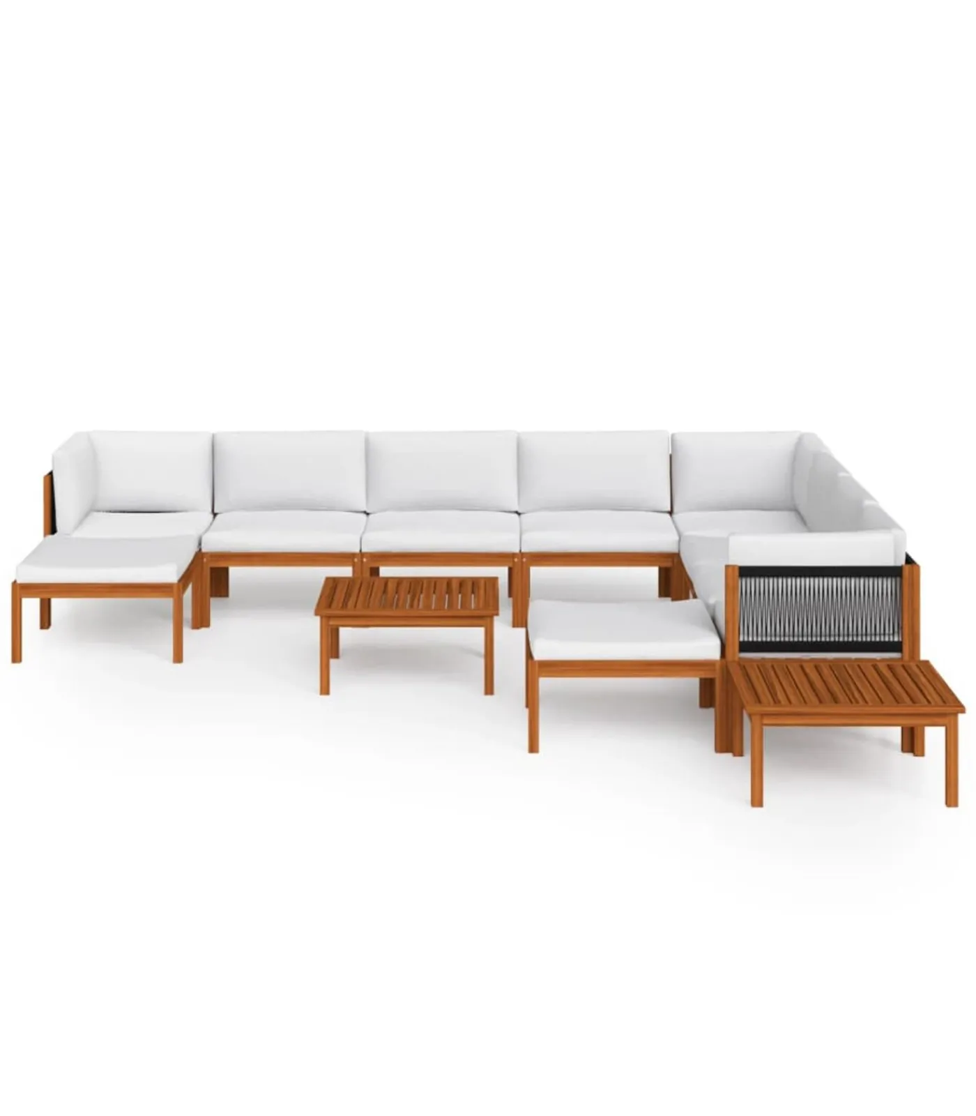 Online 12-delige tuinloungeset met kussens crèmekleurig acaciahout en touw Tuinmeubelen