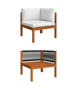 Online 12-delige tuinloungeset met kussens crèmekleurig acaciahout en touw Tuinmeubelen