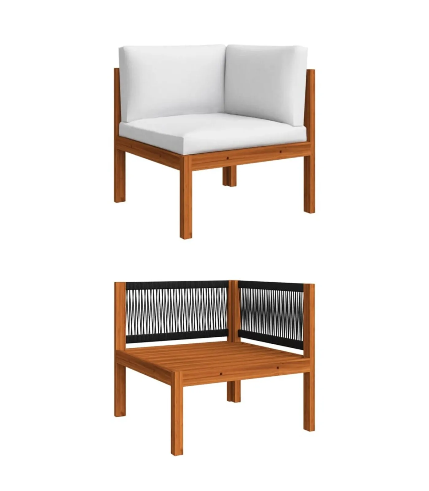 Online 12-delige tuinloungeset met kussens crèmekleurig acaciahout en touw Tuinmeubelen