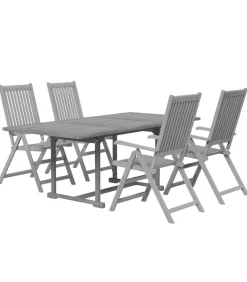 Outlet 5-delige Tuinset massief acaciahout Tuinmeubelen