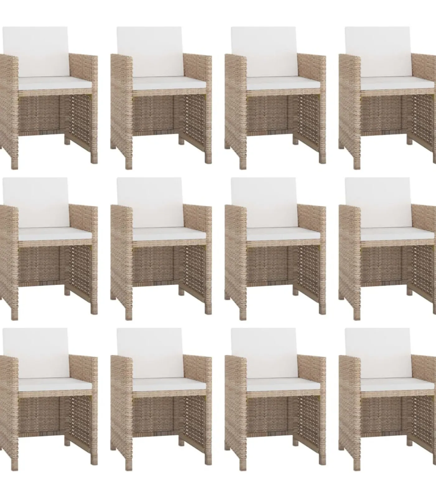 Outlet 13-delige Tuinset met kussens poly rattan beige Tuinmeubelen