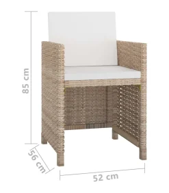 Outlet 13-delige Tuinset met kussens poly rattan beige Tuinmeubelen