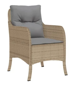 Discount 5-delige Tuinset met kussens poly rattan beige Tuinmeubelen