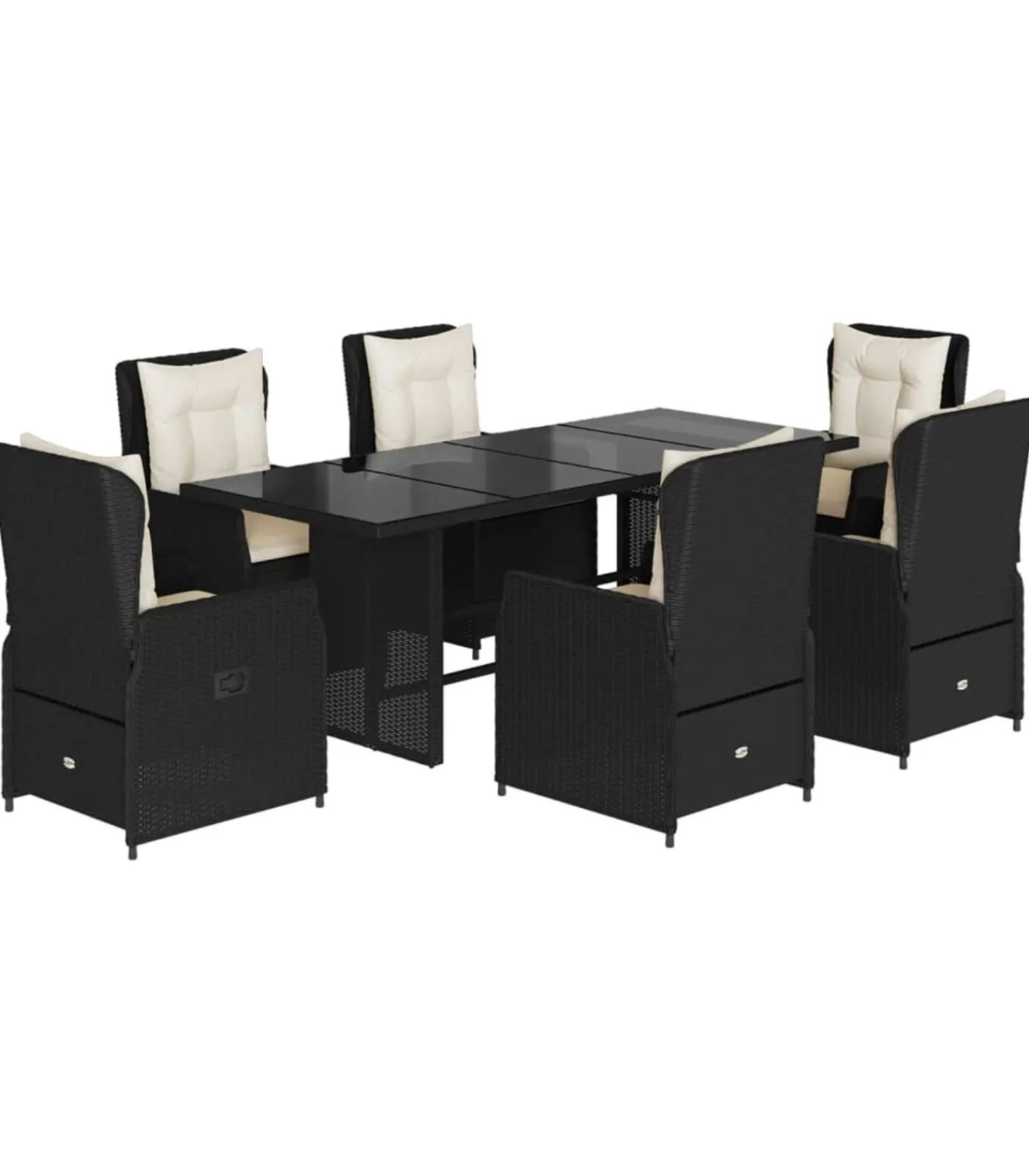 Online 7-delige Tuinset met kussens poly rattan zwart Tuinmeubelen