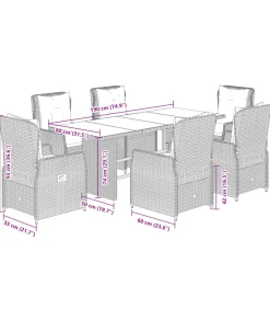 Online 7-delige Tuinset met kussens poly rattan zwart Tuinmeubelen