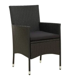 9-delige Tuinset met kussens poly rattan zwart Tuinmeubelen