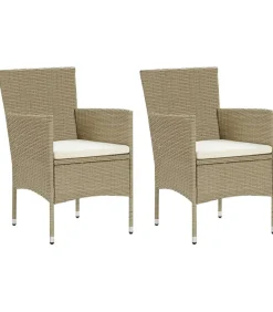 Hot 3-delige Tuinset met kussens poly rattan beige Tuinmeubelen