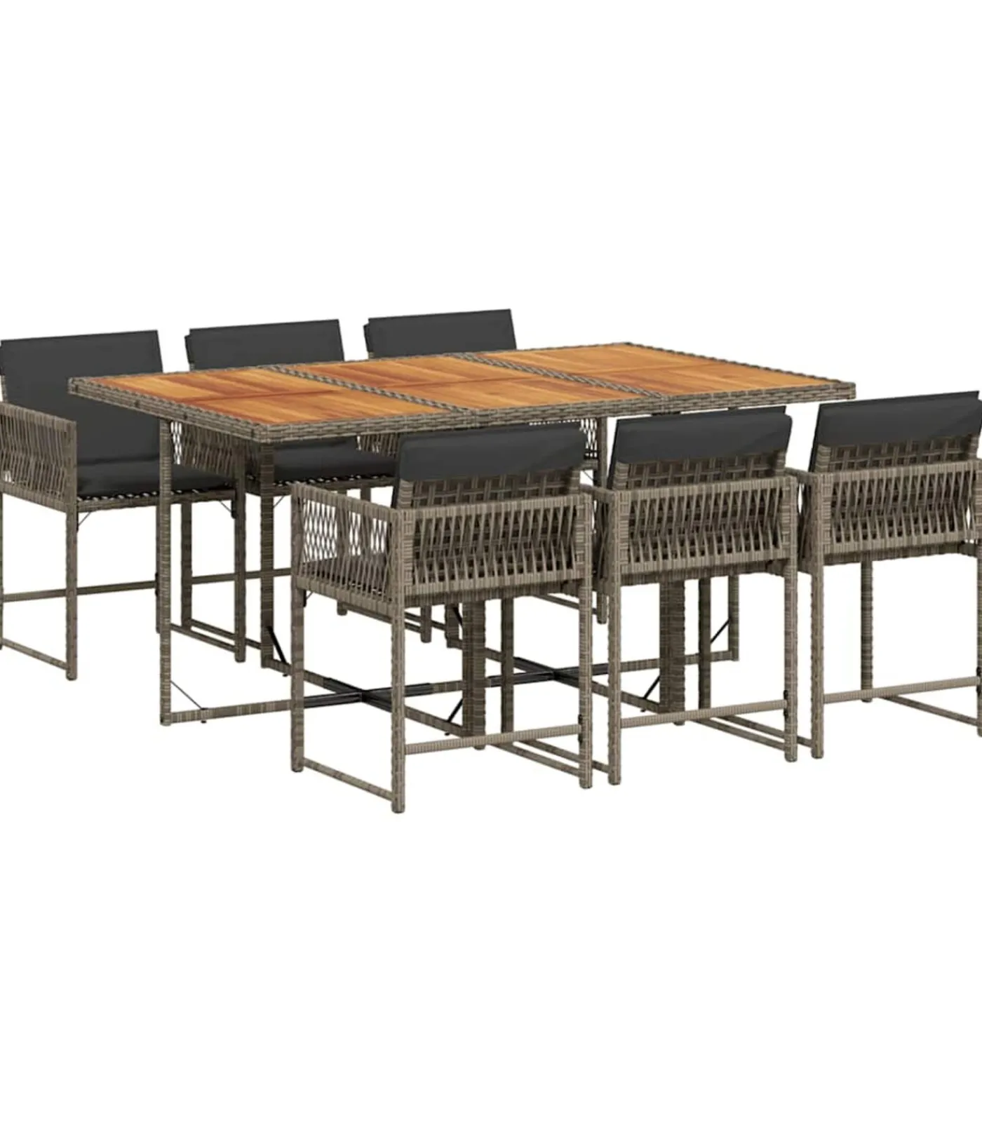 Outlet 7-delige Tuinset met kussens poly rattan grijs Tuinmeubelen