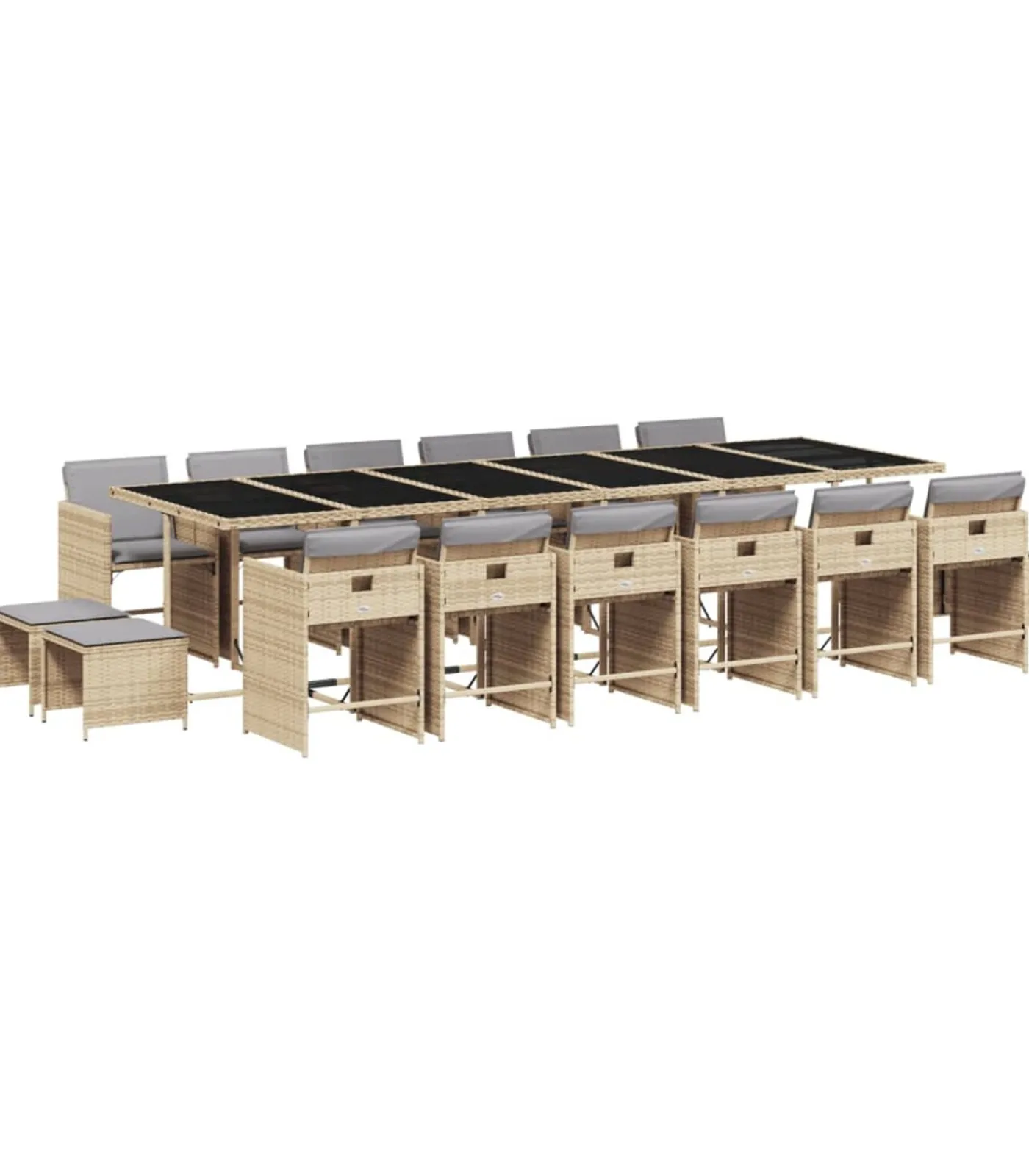 New 17-delige Tuinset met kussens poly rattan gemengd beige Tuinmeubelen