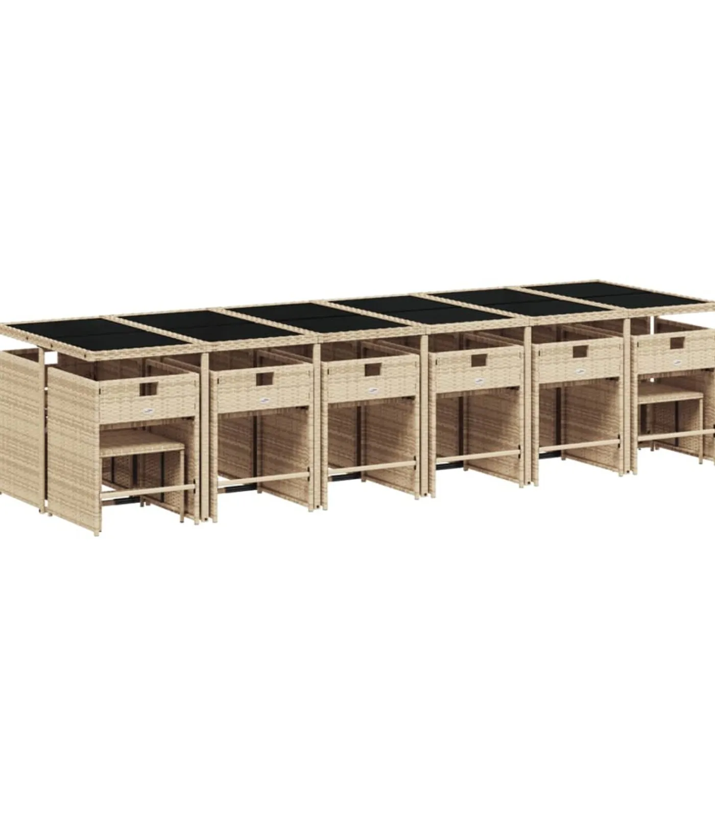 New 17-delige Tuinset met kussens poly rattan gemengd beige Tuinmeubelen