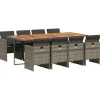 Hot 9-delige Tuinset met kussens poly rattan grijs Tuinmeubelen