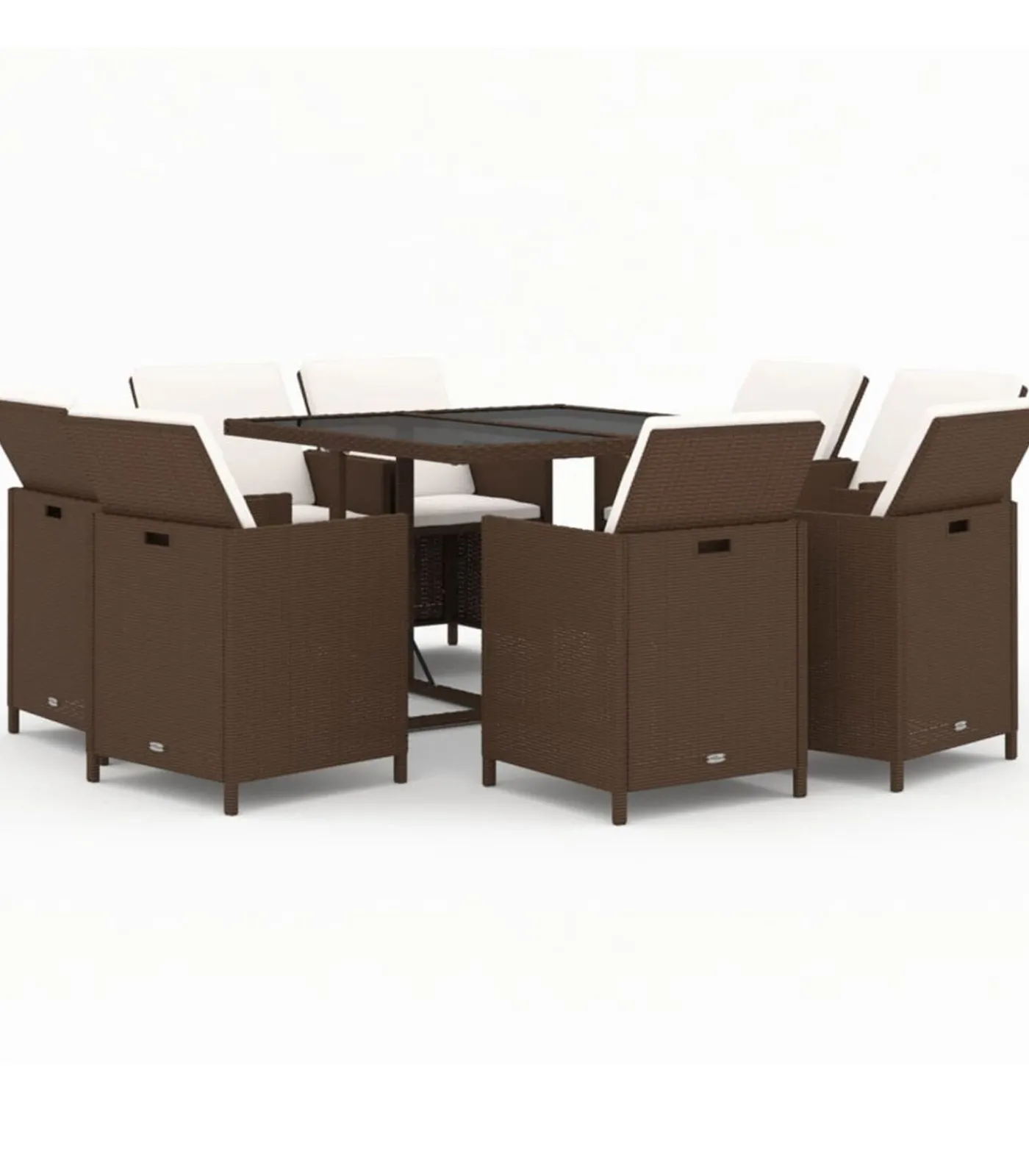 Online 9-delige Tuinset met kussens poly rattan bruin Tuinmeubelen