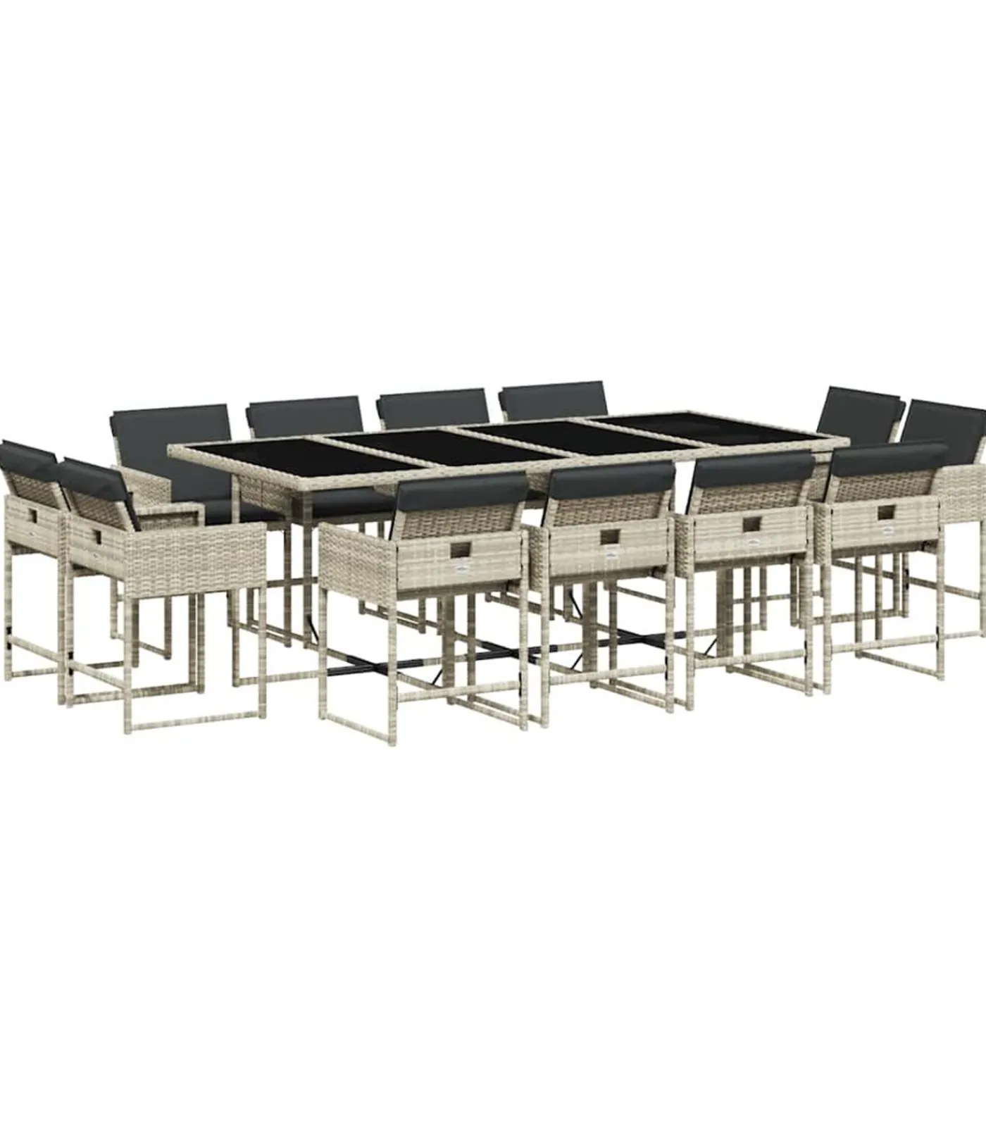 Hot 13-delige Tuinset met kussens poly rattan lichtgrijs Tuinmeubelen