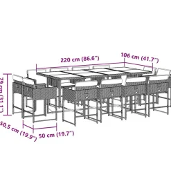 Hot 13-delige Tuinset met kussens poly rattan lichtgrijs Tuinmeubelen