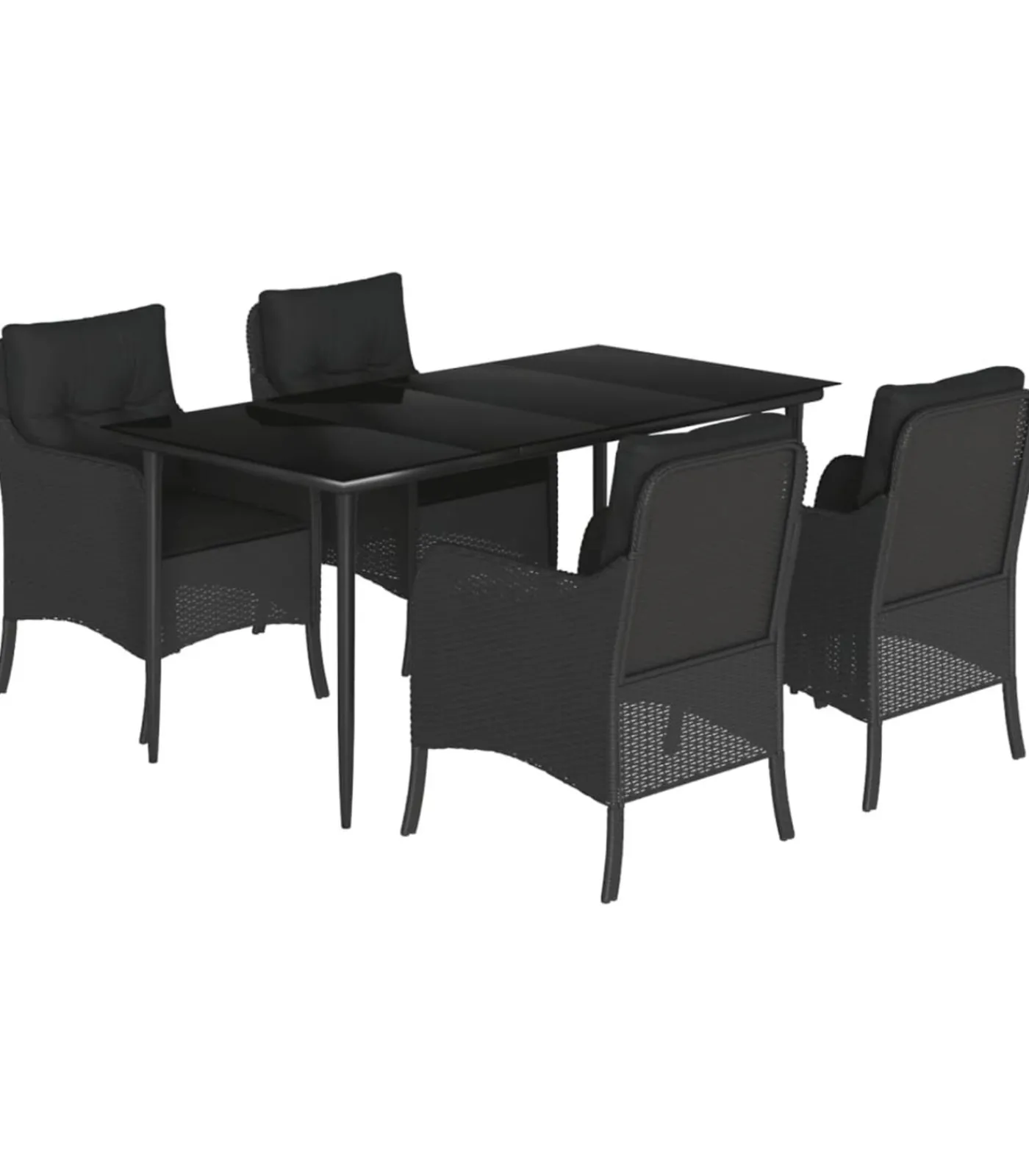 Clearance 5-delige Tuinset met kussens poly rattan zwart Tuinmeubelen