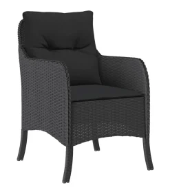 Clearance 5-delige Tuinset met kussens poly rattan zwart Tuinmeubelen