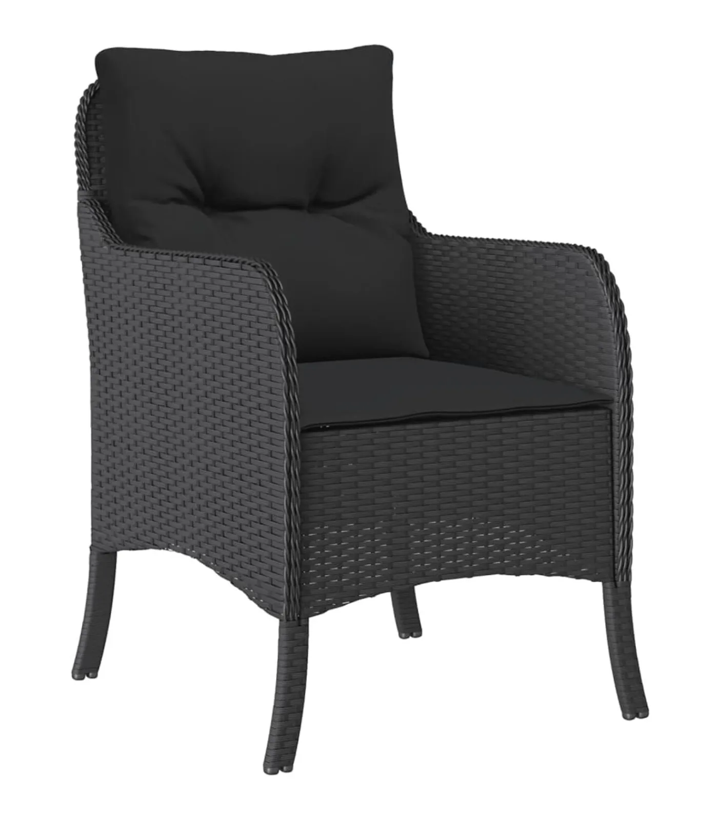 Clearance 5-delige Tuinset met kussens poly rattan zwart Tuinmeubelen