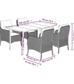 Clearance 5-delige Tuinset met kussens poly rattan zwart Tuinmeubelen