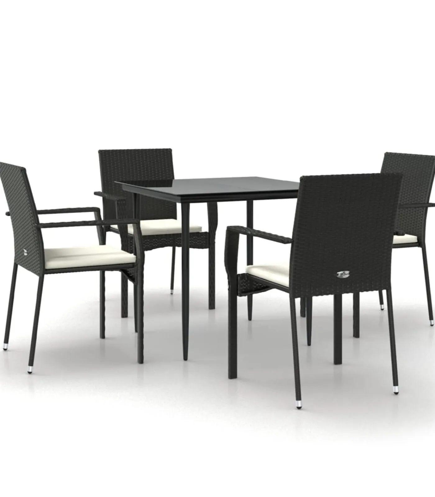 Best 5-delige Tuinset met kussens poly rattan zwart Tuinmeubelen