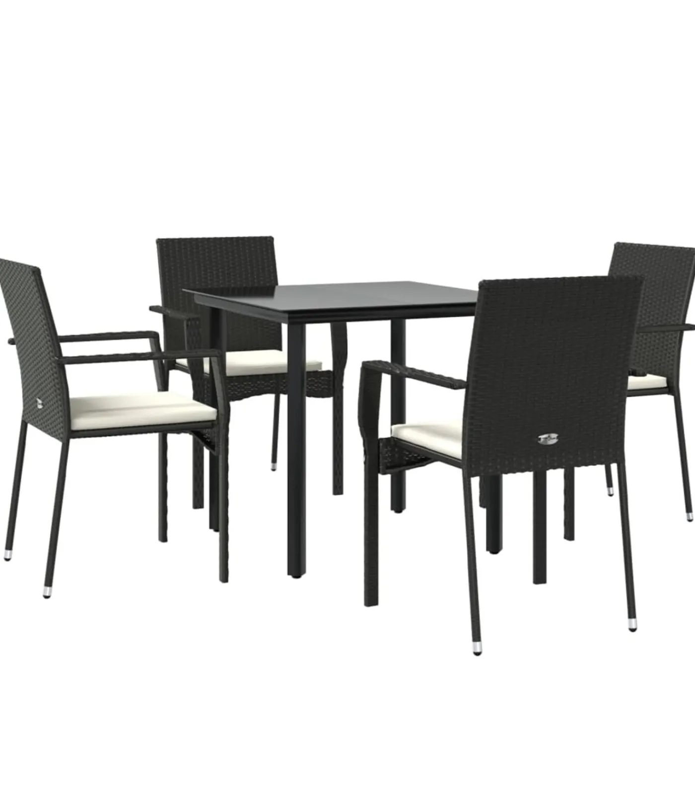 Best 5-delige Tuinset met kussens poly rattan zwart Tuinmeubelen