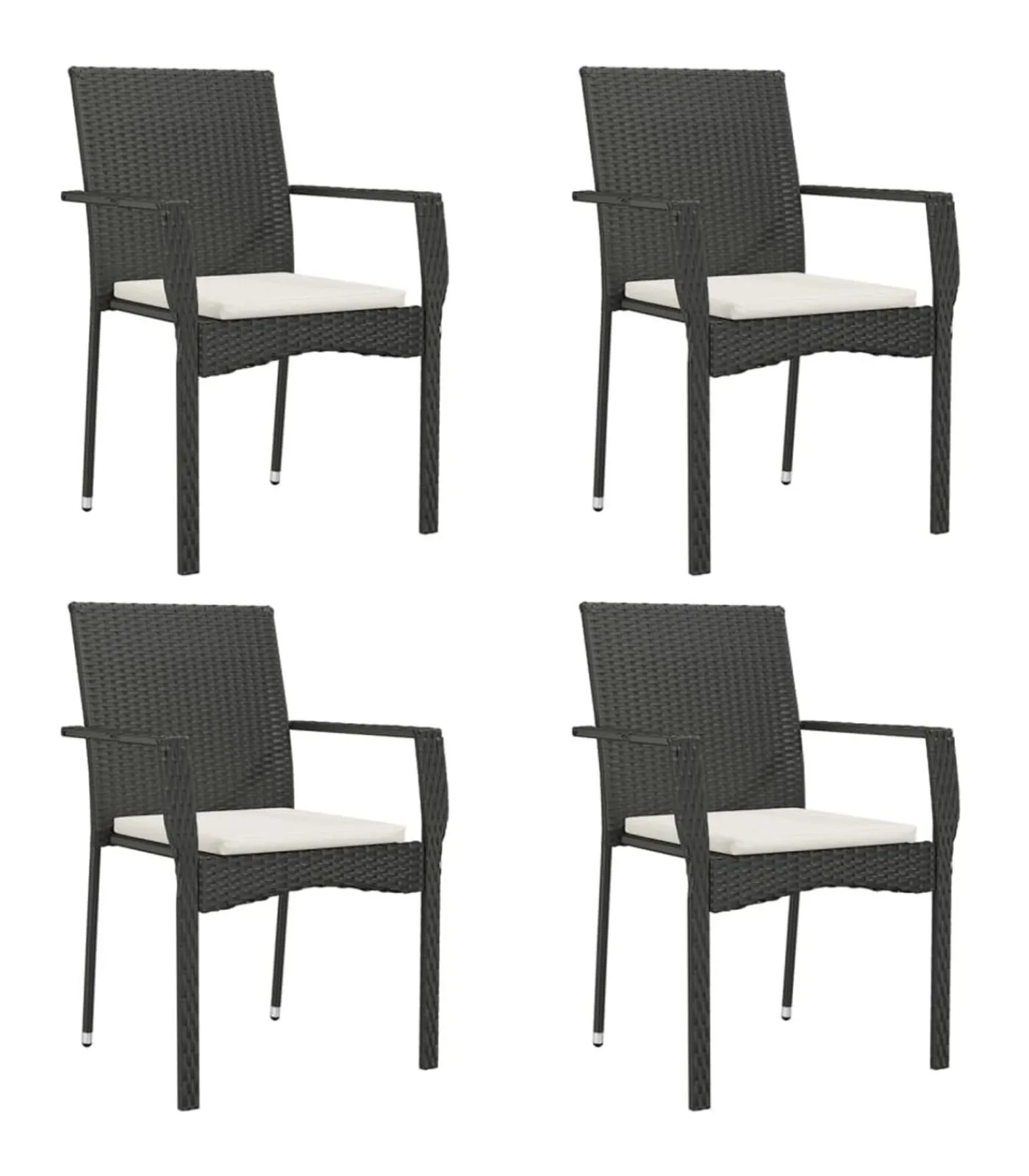 Best 5-delige Tuinset met kussens poly rattan zwart Tuinmeubelen