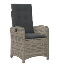 3-delige Tuinset met kussens poly rattan grijs Tuinmeubelen