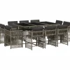 Hot 11-delige Tuinset met kussens poly rattan grijs Tuinmeubelen