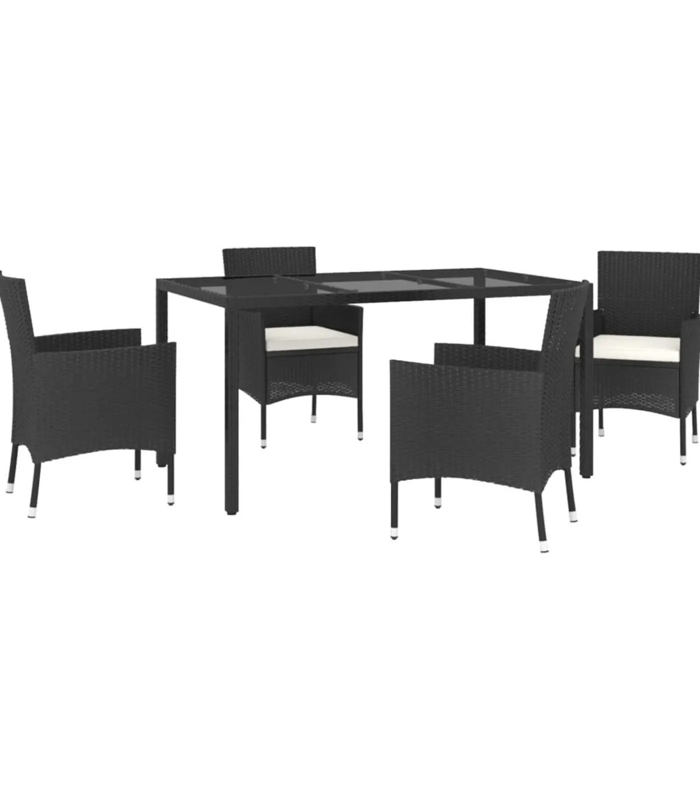 Clearance 5-delige Tuinset met kussens poly rattan zwart Tuinmeubelen