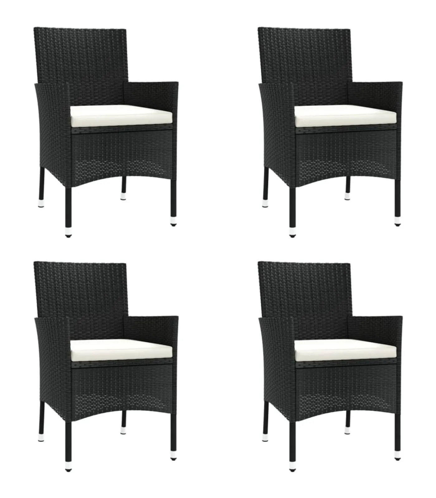 Clearance 5-delige Tuinset met kussens poly rattan zwart Tuinmeubelen