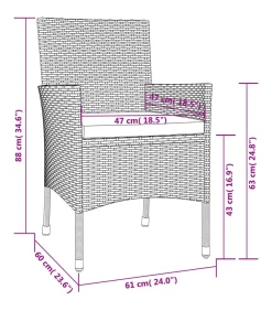 Clearance 5-delige Tuinset met kussens poly rattan zwart Tuinmeubelen
