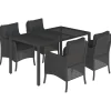 Sale 5-delige Tuinset met kussens poly rattan zwart Tuinmeubelen