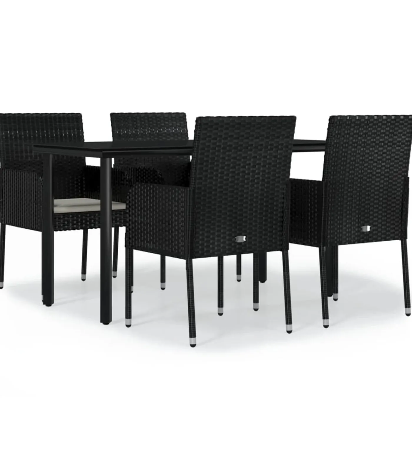New 5-delige Tuinset met kussens poly rattan zwart Tuinmeubelen