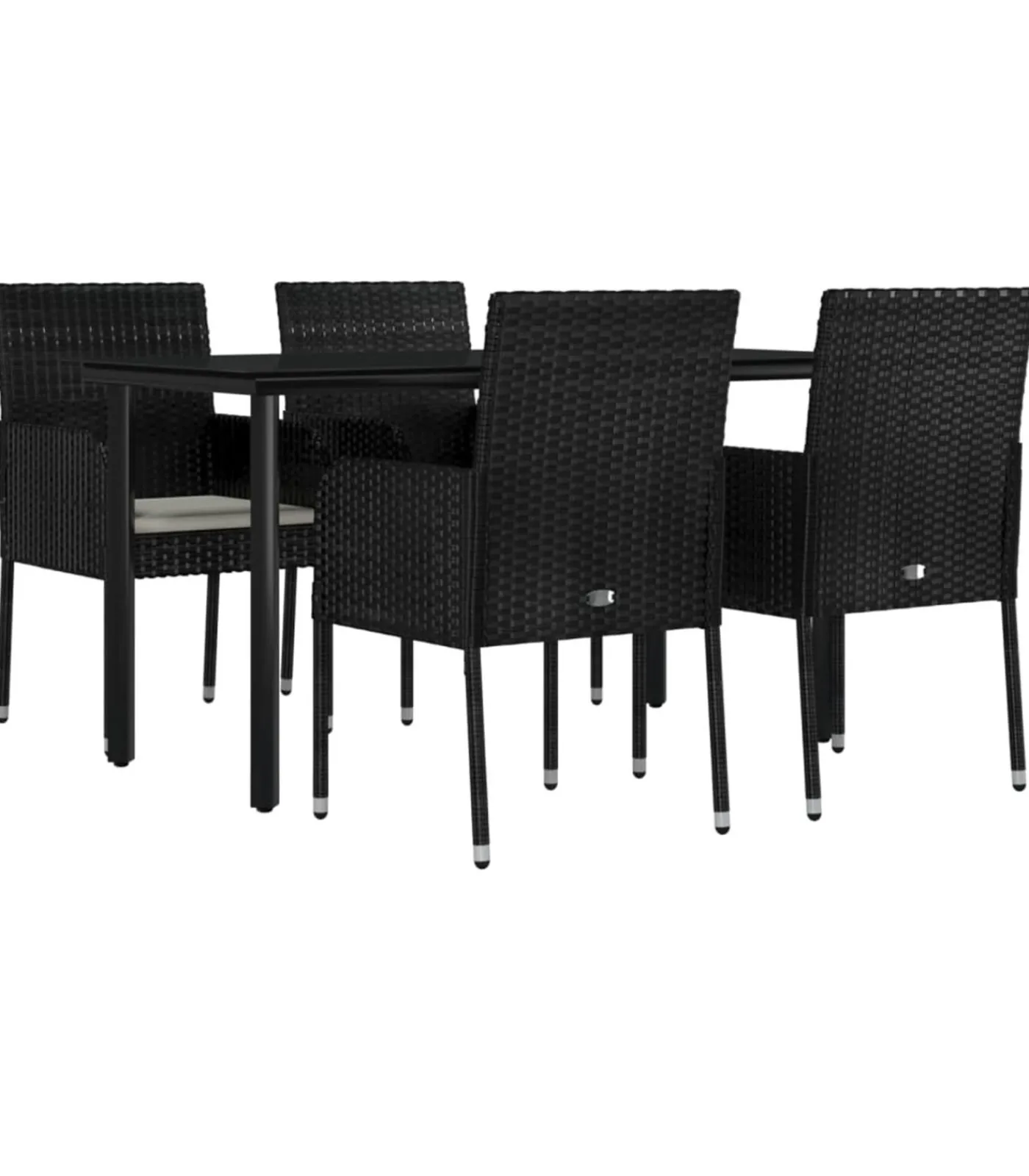 New 5-delige Tuinset met kussens poly rattan zwart Tuinmeubelen