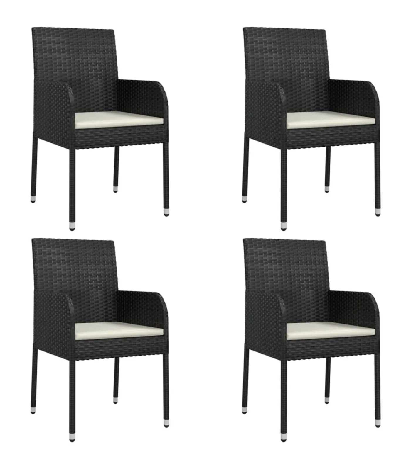 New 5-delige Tuinset met kussens poly rattan zwart Tuinmeubelen