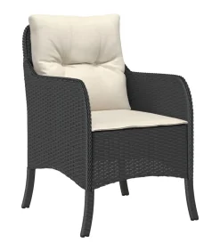 Outlet 5-delige Tuinset met kussens poly rattan zwart Tuinmeubelen