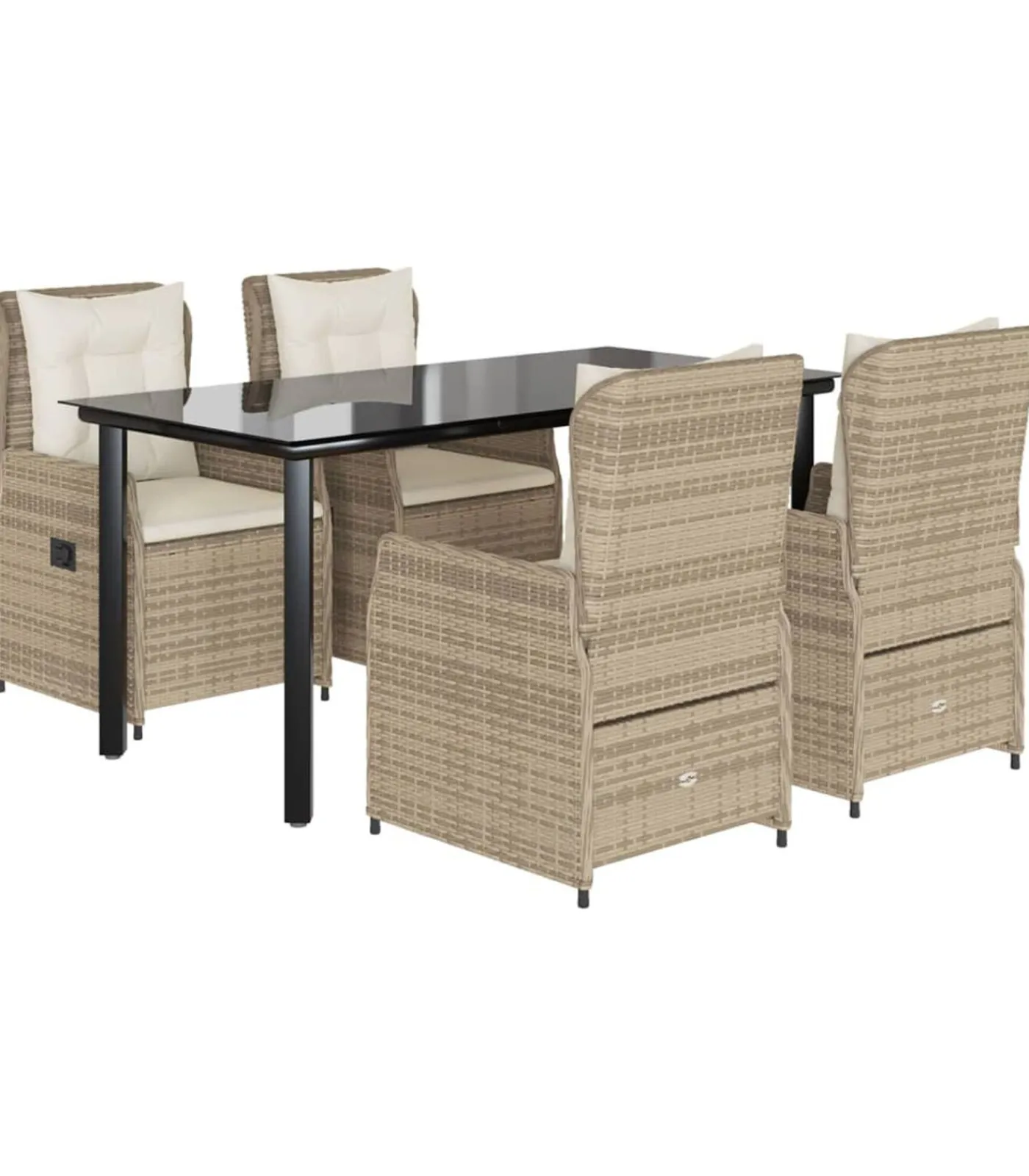 New 5-delige Tuinset met kussens poly rattan beige Tuinmeubelen