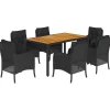 New 7-delige Tuinset met kussens poly rattan zwart Tuinmeubelen