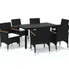 7-delige Tuinset met kussens poly rattan zwart Tuinmeubelen