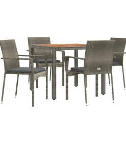 Sale 5-delige Tuinset met kussens poly rattan grijs Tuinmeubelen